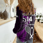 Custom New Zealand Tiki Tennis Women Casual Shirt 2024 Aotearoa Tenehi Maori Silver Fern - Purple