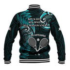 New Zealand Tiki Tennis Baseball Jacket 2024 Aotearoa Tenehi Maori Silver Fern - Turquoise