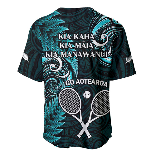 New Zealand Tiki Tennis Baseball Jersey 2024 Aotearoa Tenehi Maori Silver Fern - Turquoise