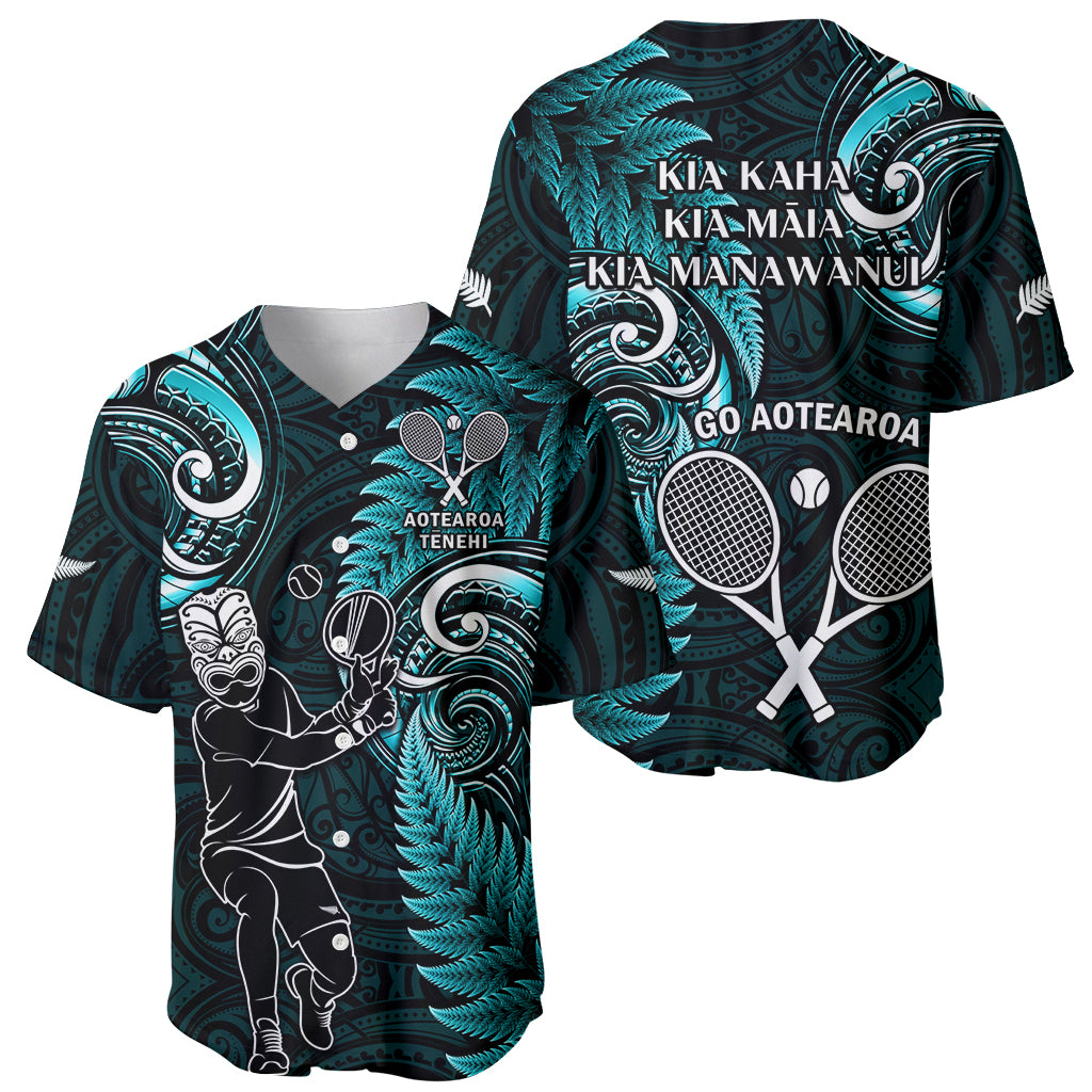 New Zealand Tiki Tennis Baseball Jersey 2024 Aotearoa Tenehi Maori Silver Fern - Turquoise