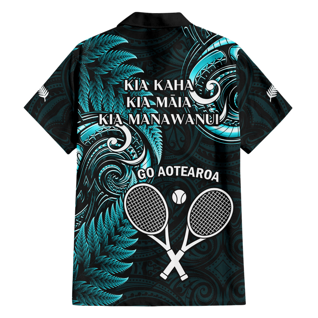 New Zealand Tiki Tennis Hawaiian Shirt 2024 Aotearoa Tenehi Maori Silver Fern - Turquoise