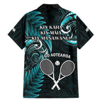 New Zealand Tiki Tennis Hawaiian Shirt 2024 Aotearoa Tenehi Maori Silver Fern - Turquoise