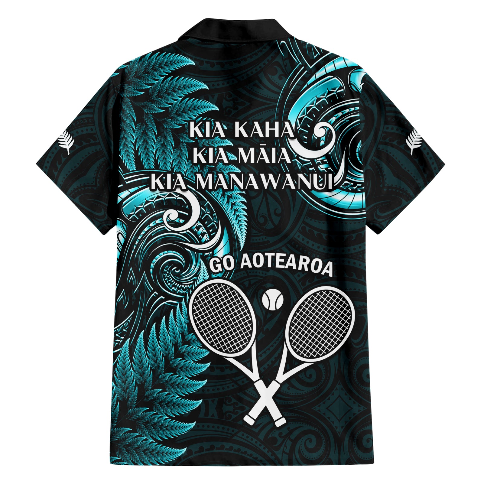 New Zealand Tiki Tennis Hawaiian Shirt 2024 Aotearoa Tenehi Maori Silver Fern - Turquoise