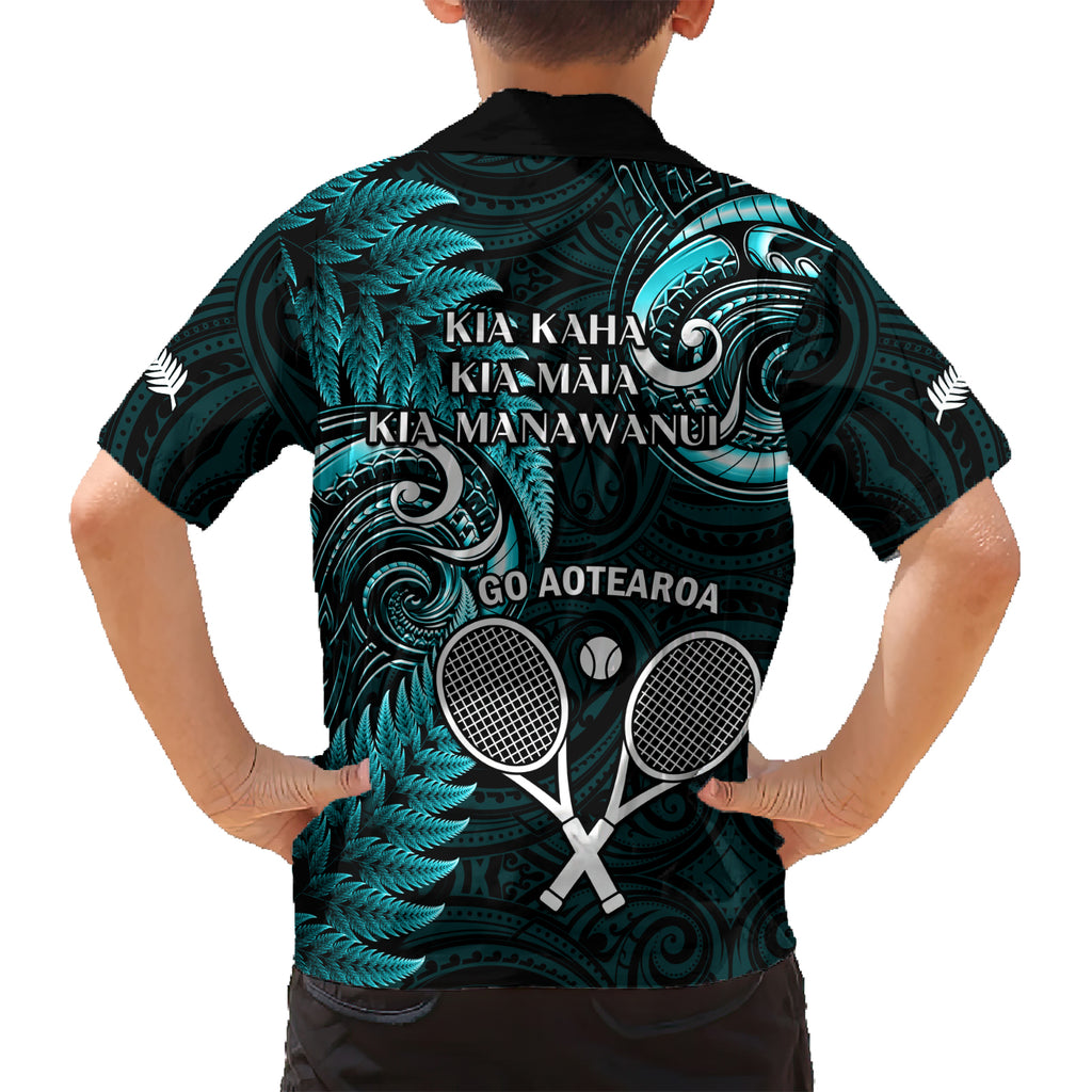 New Zealand Tiki Tennis Hawaiian Shirt 2024 Aotearoa Tenehi Maori Silver Fern - Turquoise
