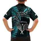 New Zealand Tiki Tennis Hawaiian Shirt 2024 Aotearoa Tenehi Maori Silver Fern - Turquoise