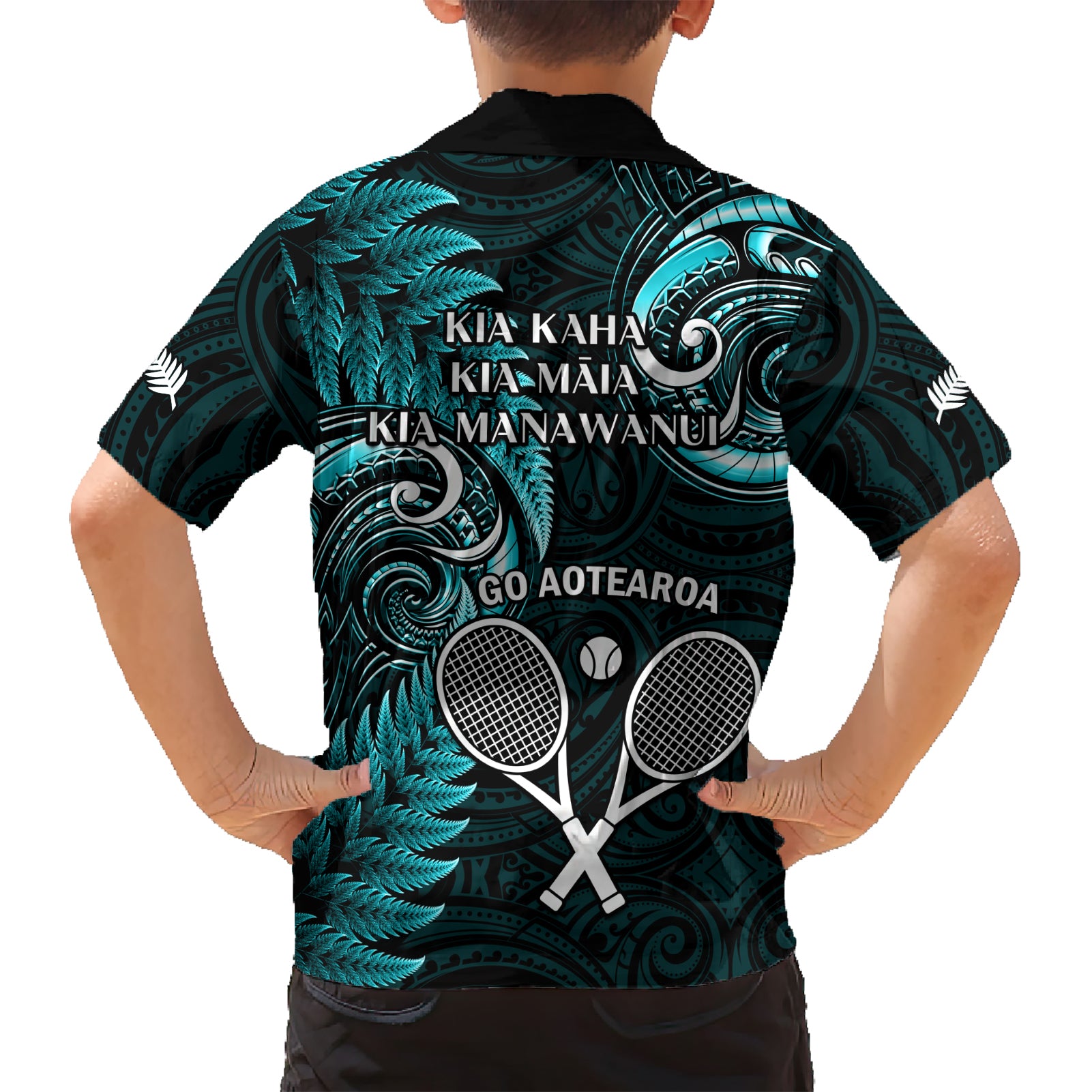 New Zealand Tiki Tennis Hawaiian Shirt 2024 Aotearoa Tenehi Maori Silver Fern - Turquoise