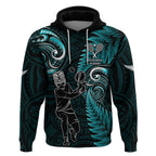New Zealand Tiki Tennis Hoodie 2024 Aotearoa Tenehi Maori Silver Fern - Turquoise