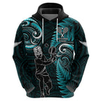 New Zealand Tiki Tennis Hoodie 2024 Aotearoa Tenehi Maori Silver Fern - Turquoise