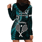 New Zealand Tiki Tennis Hoodie Dress 2024 Aotearoa Tenehi Maori Silver Fern - Turquoise