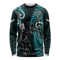 New Zealand Tiki Tennis Long Sleeve Shirt 2024 Aotearoa Tenehi Maori Silver Fern - Turquoise