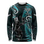 New Zealand Tiki Tennis Long Sleeve Shirt 2024 Aotearoa Tenehi Maori Silver Fern - Turquoise