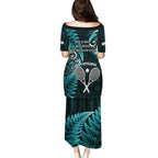 New Zealand Tiki Tennis Puletasi 2024 Aotearoa Tenehi Maori Silver Fern - Turquoise