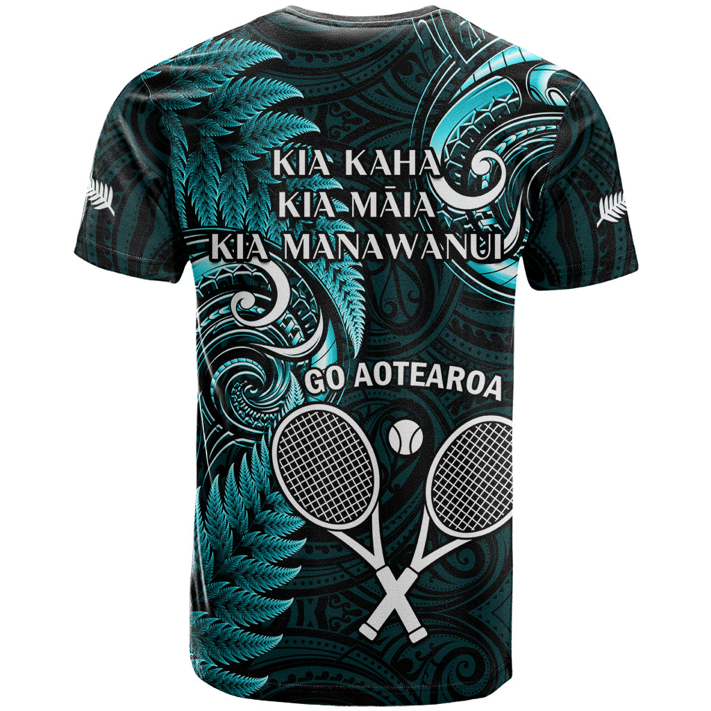New Zealand Tiki Tennis T Shirt 2024 Aotearoa Tenehi Maori Silver Fern - Turquoise