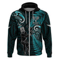 New Zealand Tiki Tennis Zip Hoodie 2024 Aotearoa Tenehi Maori Silver Fern - Turquoise