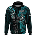 New Zealand Tiki Tennis Zip Hoodie 2024 Aotearoa Tenehi Maori Silver Fern - Turquoise