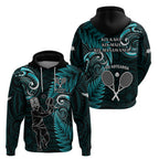 New Zealand Tiki Tennis Zip Hoodie 2024 Aotearoa Tenehi Maori Silver Fern - Turquoise