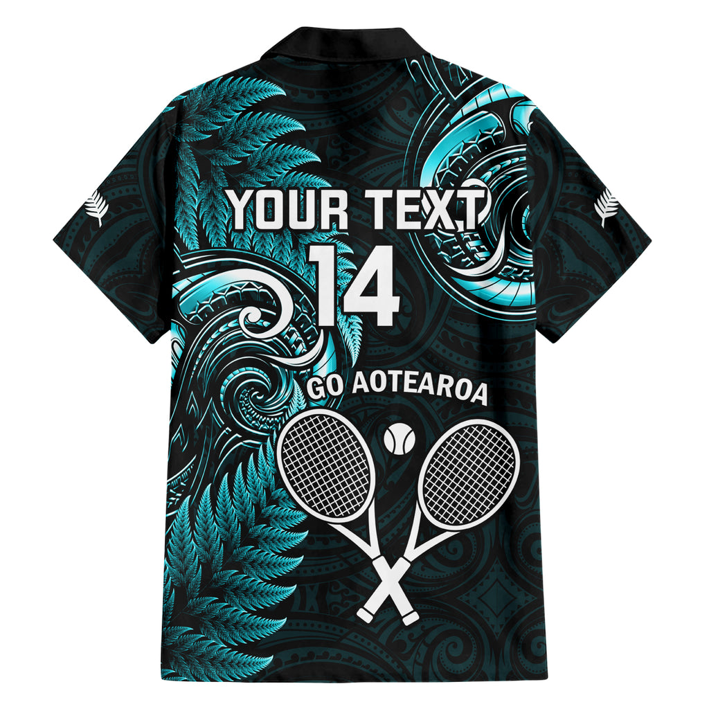 Custom New Zealand Tiki Tennis Hawaiian Shirt 2024 Aotearoa Tenehi Maori Silver Fern - Turquoise