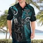 Custom New Zealand Tiki Tennis Hawaiian Shirt 2024 Aotearoa Tenehi Maori Silver Fern - Turquoise
