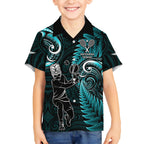 Custom New Zealand Tiki Tennis Hawaiian Shirt 2024 Aotearoa Tenehi Maori Silver Fern - Turquoise