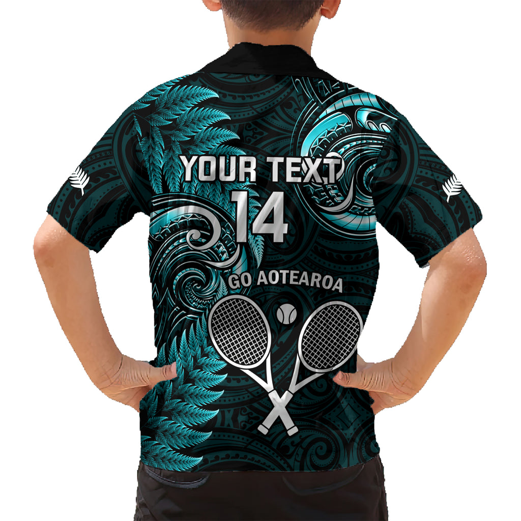 Custom New Zealand Tiki Tennis Hawaiian Shirt 2024 Aotearoa Tenehi Maori Silver Fern - Turquoise