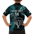 Custom New Zealand Tiki Tennis Hawaiian Shirt 2024 Aotearoa Tenehi Maori Silver Fern - Turquoise