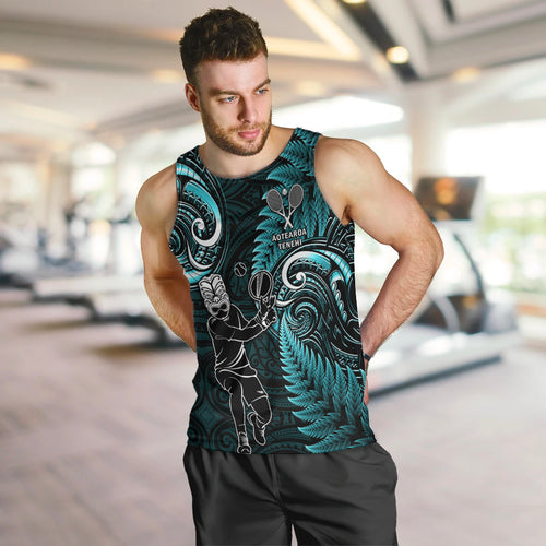 Custom New Zealand Tiki Tennis Men Tank Top 2024 Aotearoa Tenehi Maori Silver Fern - Turquoise