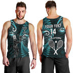 Custom New Zealand Tiki Tennis Men Tank Top 2024 Aotearoa Tenehi Maori Silver Fern - Turquoise
