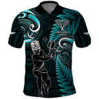 Custom New Zealand Tiki Tennis Polo Shirt 2024 Aotearoa Tenehi Maori Silver Fern - Turquoise