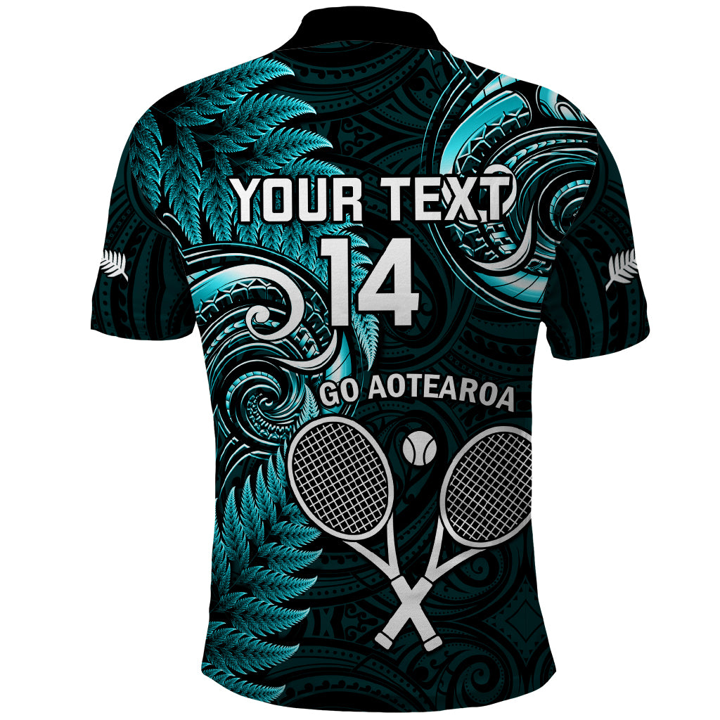 Custom New Zealand Tiki Tennis Polo Shirt 2024 Aotearoa Tenehi Maori Silver Fern - Turquoise