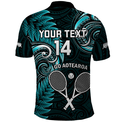 Custom New Zealand Tiki Tennis Polo Shirt 2024 Aotearoa Tenehi Maori Silver Fern - Turquoise