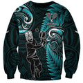 Custom New Zealand Tiki Tennis Sweatshirt 2024 Aotearoa Tenehi Maori Silver Fern - Turquoise