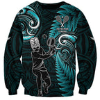 Custom New Zealand Tiki Tennis Sweatshirt 2024 Aotearoa Tenehi Maori Silver Fern - Turquoise