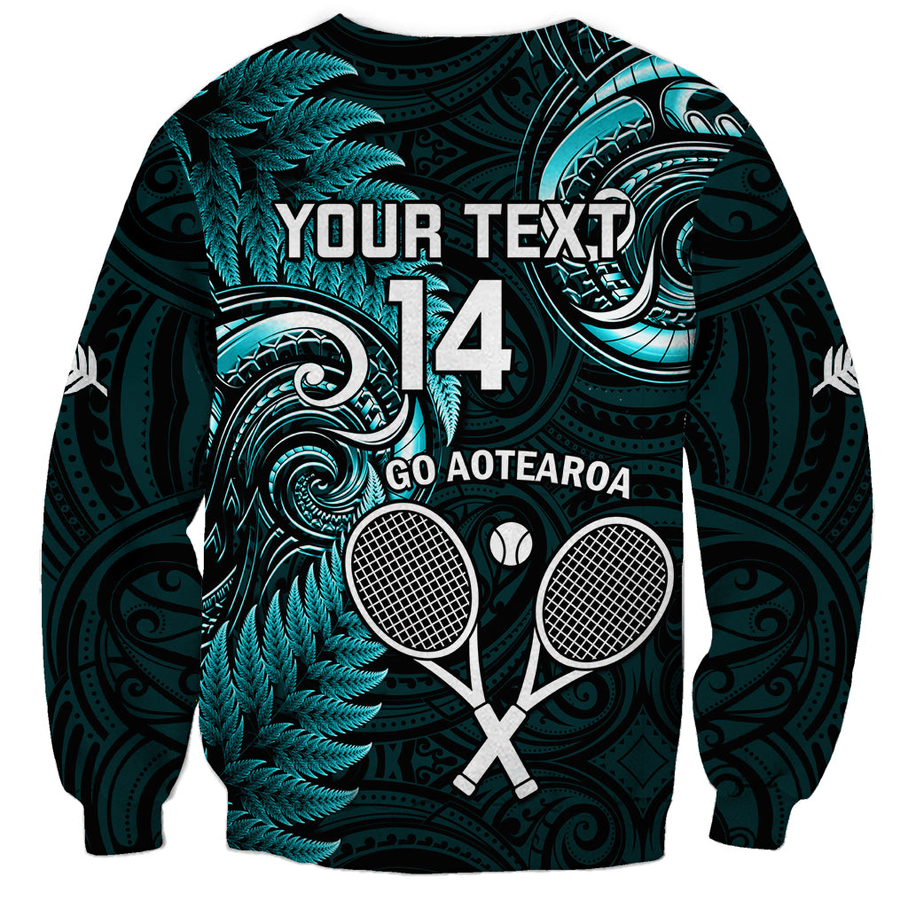 Custom New Zealand Tiki Tennis Sweatshirt 2024 Aotearoa Tenehi Maori Silver Fern - Turquoise