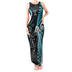 Custom New Zealand Tiki Tennis Tank Maxi Dress 2024 Aotearoa Tenehi Maori Silver Fern - Turquoise
