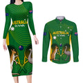 Personalised Australia Tennis Couples Matching Long Sleeve Bodycon Dress and Long Sleeve Button Shirt Aussie Pride National Color