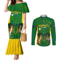 Personalised Australia Tennis Couples Matching Mermaid Dress and Long Sleeve Button Shirt Aussie Pride National Color