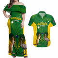 Personalised Australia Tennis Couples Matching Off Shoulder Maxi Dress and Hawaiian Shirt Aussie Pride National Color