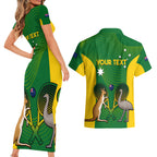 Personalised Australia Tennis Couples Matching Short Sleeve Bodycon Dress and Hawaiian Shirt Aussie Pride National Color