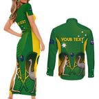 Personalised Australia Tennis Couples Matching Short Sleeve Bodycon Dress and Long Sleeve Button Shirt Aussie Pride National Color