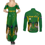 Personalised Australia Tennis Couples Matching Summer Maxi Dress and Long Sleeve Button Shirt Aussie Pride National Color