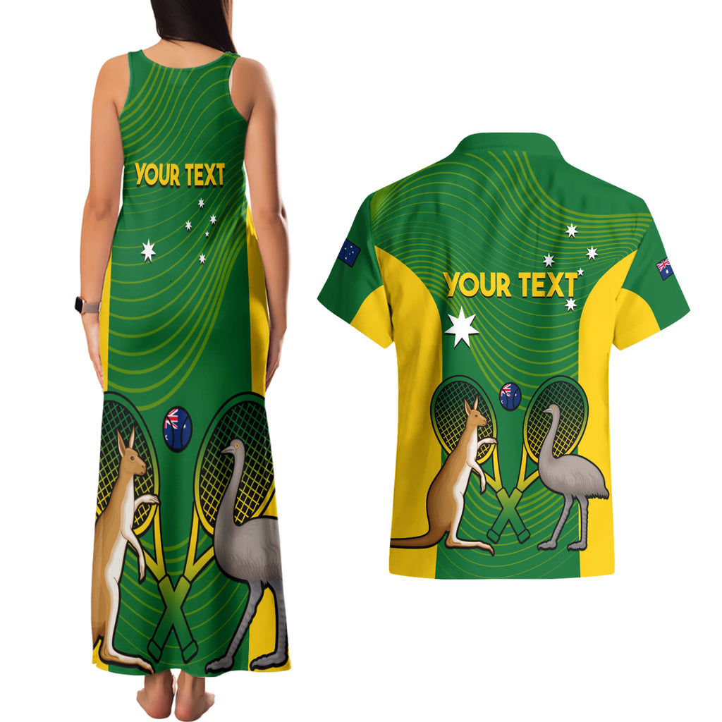Personalised Australia Tennis Couples Matching Tank Maxi Dress and Hawaiian Shirt Aussie Pride National Color