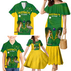 Personalised Australia Tennis Family Matching Mermaid Dress and Hawaiian Shirt Aussie Pride National Color