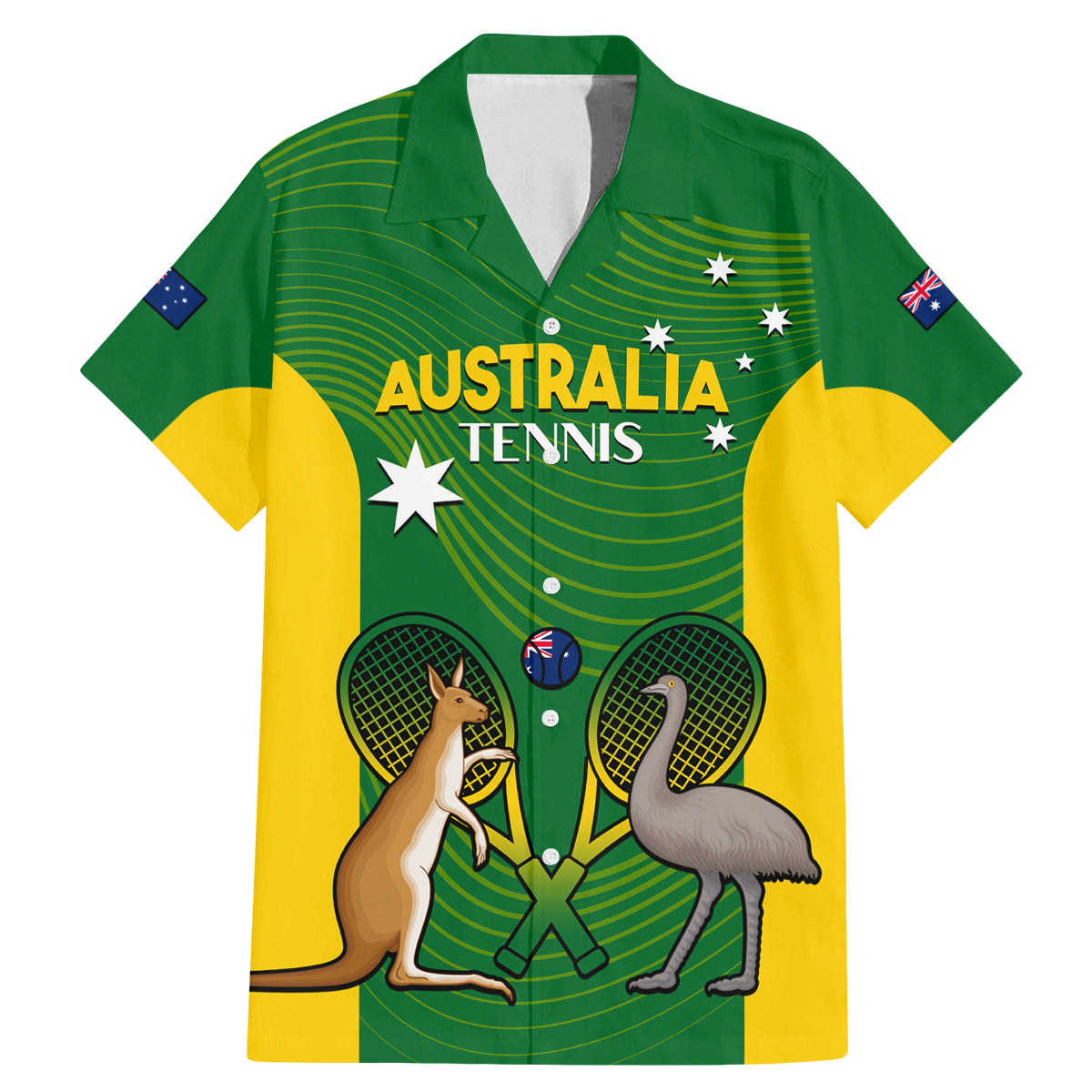 Personalised Australia Tennis Family Matching Mermaid Dress and Hawaiian Shirt Aussie Pride National Color