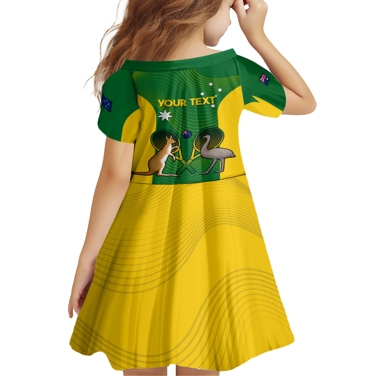 Personalised Australia Tennis Family Matching Off Shoulder Maxi Dress and Hawaiian Shirt Aussie Pride National Color