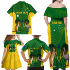 Personalised Australia Tennis Family Matching Off Shoulder Maxi Dress and Hawaiian Shirt Aussie Pride National Color