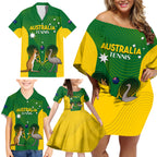 Personalised Australia Tennis Family Matching Off Shoulder Short Dress and Hawaiian Shirt Aussie Pride National Color