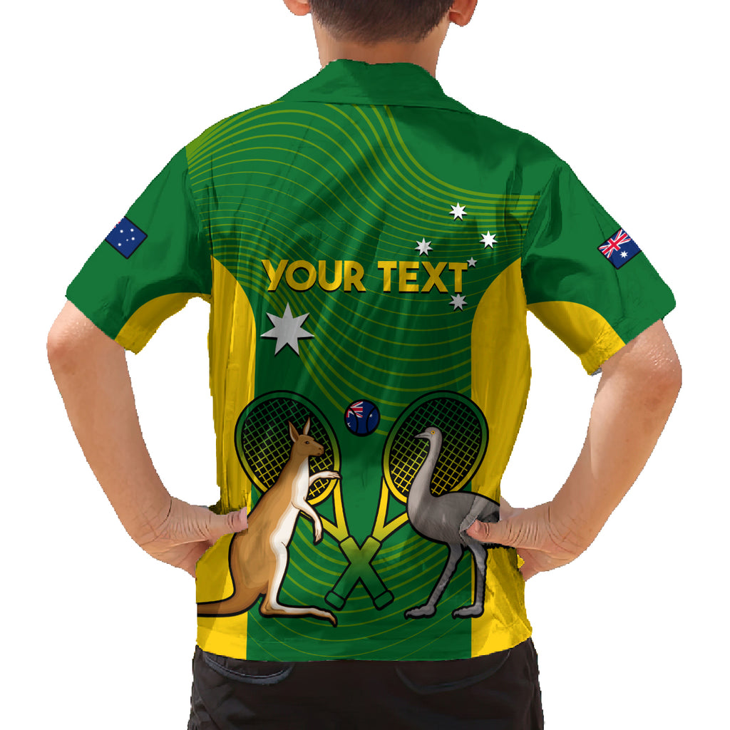 Personalised Australia Tennis Family Matching Off Shoulder Short Dress and Hawaiian Shirt Aussie Pride National Color