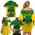 Personalised Australia Tennis Family Matching Off Shoulder Short Dress and Hawaiian Shirt Aussie Pride National Color