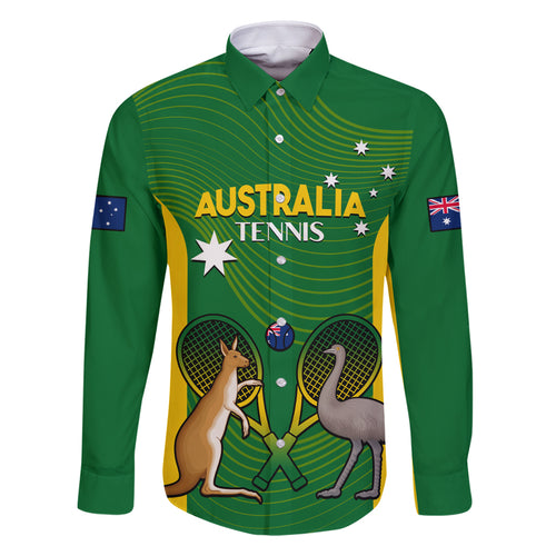 Personalised Australia Tennis Family Matching Off Shoulder Short Dress and Hawaiian Shirt Aussie Pride National Color