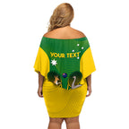 Personalised Australia Tennis Family Matching Off Shoulder Short Dress and Hawaiian Shirt Aussie Pride National Color